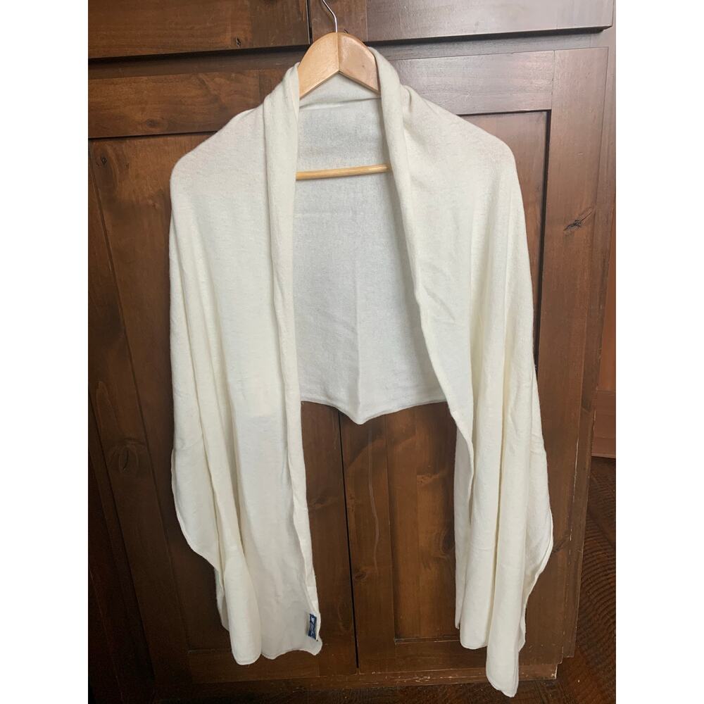 Dalle Piane 100% Cashmere Wrap Shawl Cardigan Ivory White Made in Italy